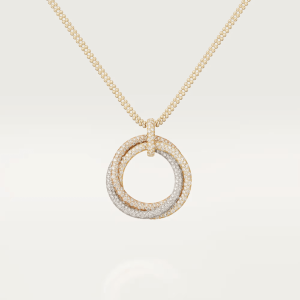 18K ROSE, WHITE AND YELLOW GOLD LARGE PAVE DIAMOND NECKLACE