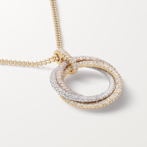 18K ROSE, WHITE AND YELLOW GOLD LARGE PAVE DIAMOND NECKLACE