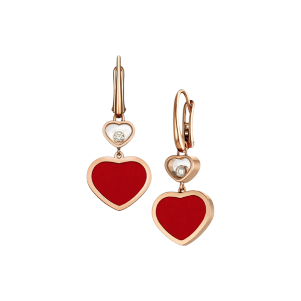 18K ROSE GOLD CARNELIAN AND DIAMOND EARRING