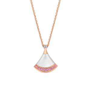 18K ROSE GOLD MOTHER OF PEARL, SAPPHIRE AND DIAMOND NECKLACE