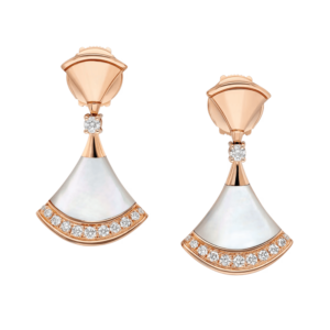 18K ROSE GOLD MOTHER OF PEARL AND DIAMOND EARRING