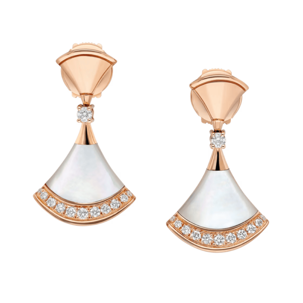 18K ROSE GOLD MOTHER OF PEARL AND DIAMOND EARRING
