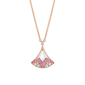 18K ROSE GOLD MOTHER OF PEARL, SAPPHIRE AND DIAMOND NECKLACE