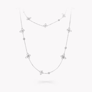 18K WHITE GOLD PAVE DIAMOND LONG NECKLACE