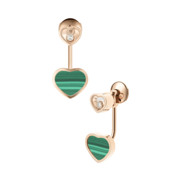 18K ROSE GOLD MALACHITE AND DIAMOND EARRING