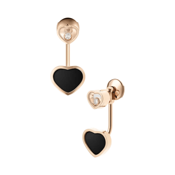 18K ROSE GOLD ONYX AND DIAMOND EARRING