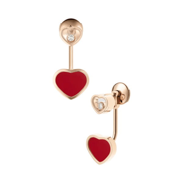 18K ROSE GOLD CARNELIAN AND DIAMOND EARRING