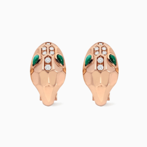 18K ROSE GOLD MALACHITE AND DIAMOND EARRING