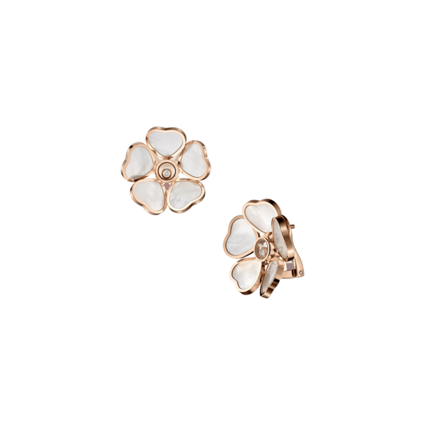 18K ROSE GOLD MOTHER OF PEARL AND DIAMOND EARRING