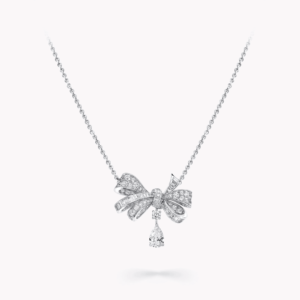 18K WHITE GOLD SOLITAIRE DIAMOND DROP NECKLACE