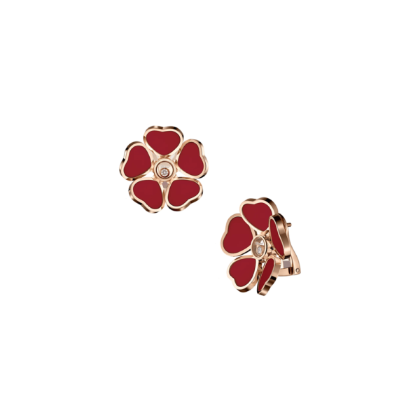 18K ROSE GOLD CARNELIAN AND DIAMOND EARRING