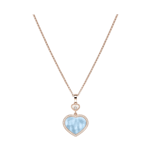 18K ROSE GOLD TURQUOISE MOTHER OF PEARL AND DIAMOND NECKLACE