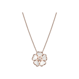 18K ROSE GOLD MOTHER OF PEARL AND DIAMOND NECKLACE