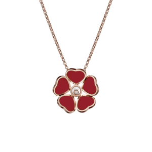 18K ROSE GOLD CARNELIAN AND DIAMOND NECKLACE