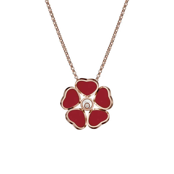 18K ROSE GOLD CARNELIAN AND DIAMOND NECKLACE