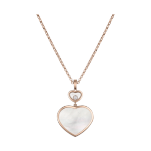 18K ROSE GOLD MOTHER OF PEARL AND DIAMOND LARGE NECKLACE