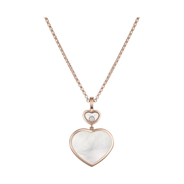 18K ROSE GOLD MOTHER OF PEARL AND DIAMOND LARGE NECKLACE