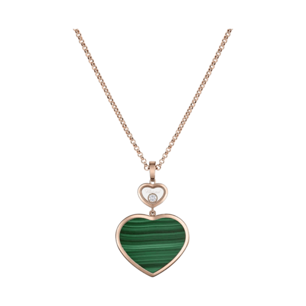 18K ROSE GOLD MALACHITE AND DIAMOND LARGE NECKLACE
