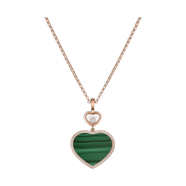 18K ROSE GOLD MALACHITE AND DIAMOND LARGE NECKLACE