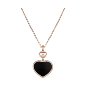 18K ROSE GOLD ONYX AND DIAMOND LARGE NECKLACE