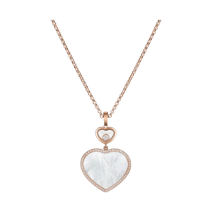 18K ROSE GOLD MOTHER OF PEARL AND DIAMOND LARGE NECKLACE