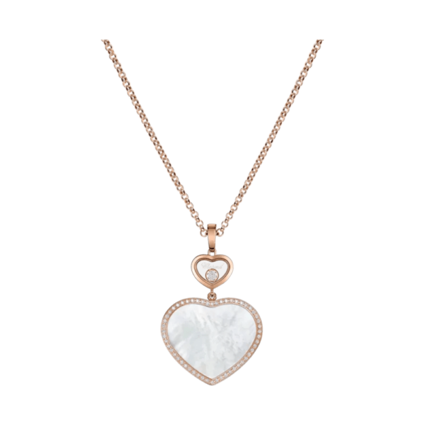 18K ROSE GOLD MOTHER OF PEARL AND DIAMOND LARGE NECKLACE