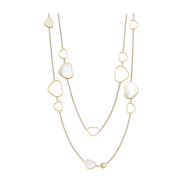 18K YELLOW GOLD MOTHER OF PEARL AND DIAMOND NECKLACE
