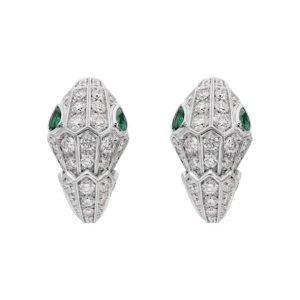 18K WHITE GOLD EMERALD AND DIAMOND EARRING