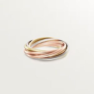 5 18K ROSE, WHITE AND YELLOW GOLD 7 ROWS RING