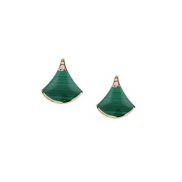 18K ROSE GOLD MALACHITE AND DIAMOND EARRING