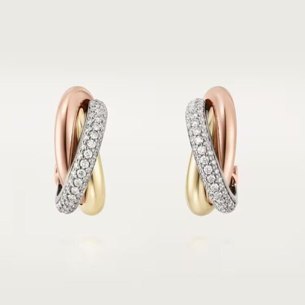 18K ROSE, WHITE AND YELLOW GOLD DIAMOND EARRING