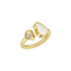 18K YELLOW GOLD MOTHER OF PEARL AND DIAMOND RING