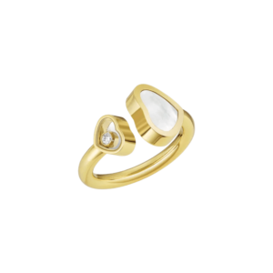 18K YELLOW GOLD MOTHER OF PEARL AND DIAMOND RING