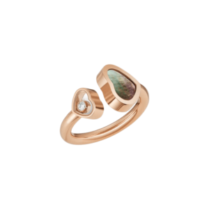 18K ROSE GOLD BLACK TAHITIAN MOTHER OF PEARL AND DIAMOND RING