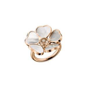 18K ROSE GOLD MOTHER OF PEARL AND DIAMOND RING