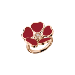 18K ROSE GOLD CARNELIAN AND DIAMOND RING