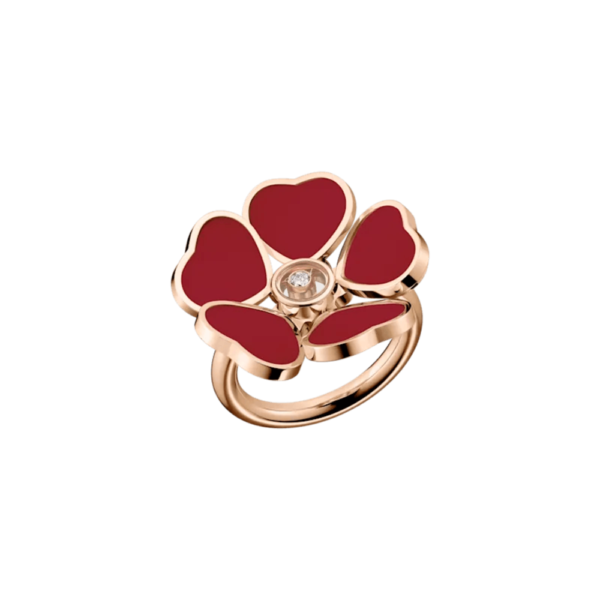 18K ROSE GOLD CARNELIAN AND DIAMOND RING