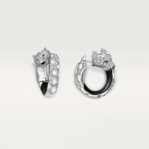 18K WHITE GOLD LACQUER, ONYX, EMERALD AND DIAMOND EARRING