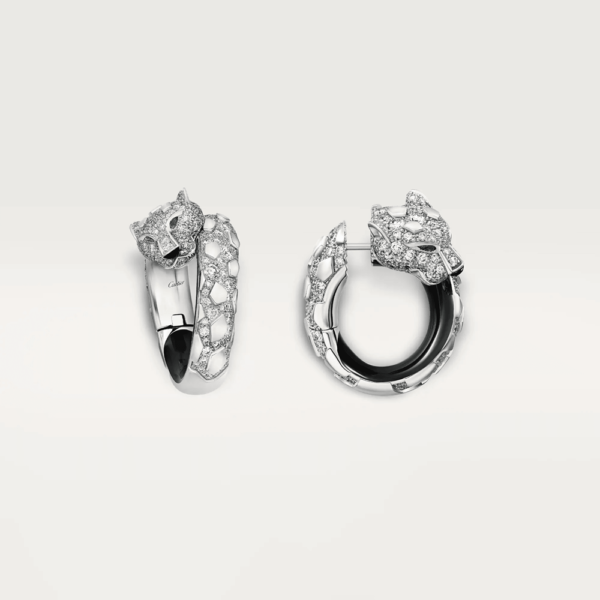 18K WHITE GOLD LACQUER, ONYX, EMERALD AND DIAMOND EARRING