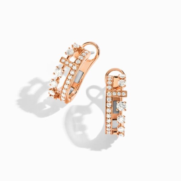 18K ROSE GOLD DIAMOND HOOP SMALL EARRING