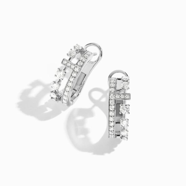 18K WHITE GOLD DIAMOND HOOP SMALL EARRING