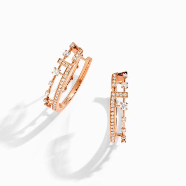 18K ROSE GOLD DIAMOND HOOP MEDIUM EARRING