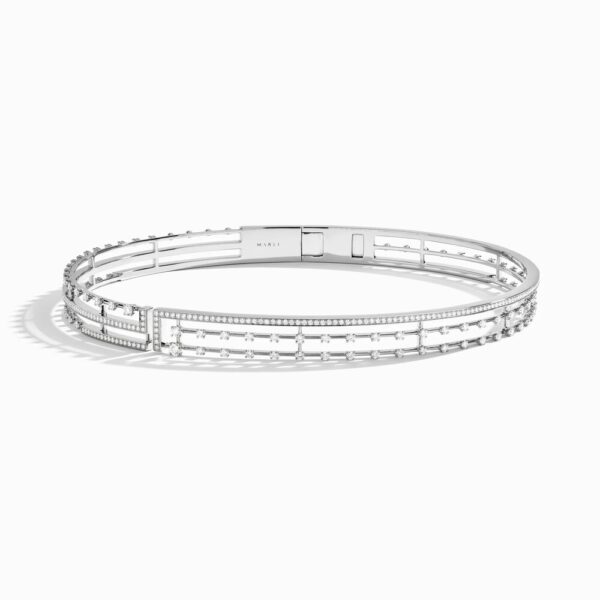 18K WHITE GOLD 3 LINE DIAMOND NECKLACE