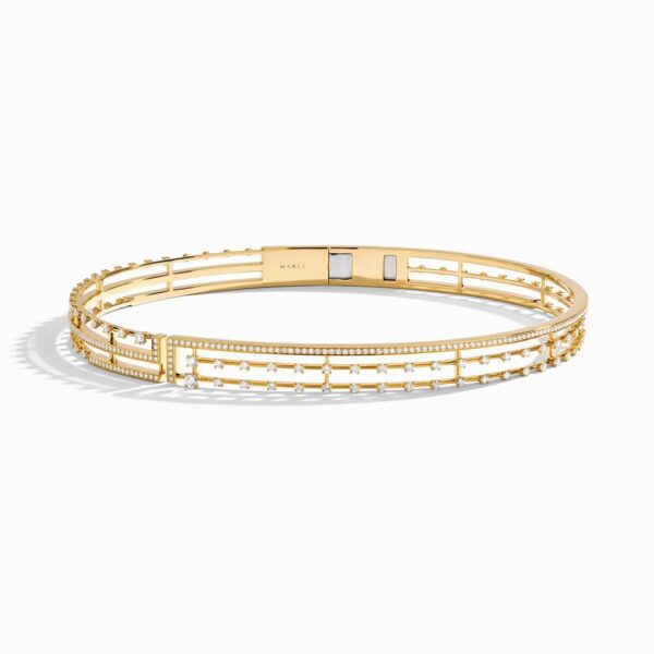 18K YELLOW GOLD 3 LINE DIAMOND NECKLACE