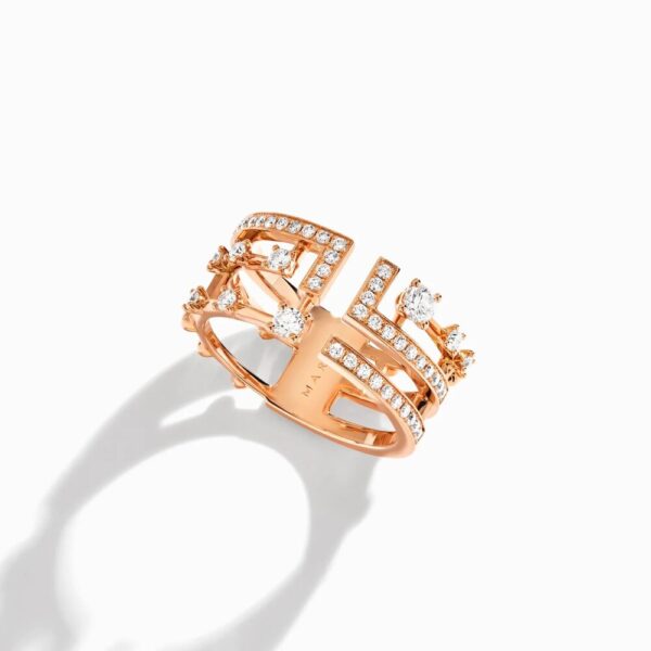 18K ROSE GOLD 3 LINE DIAMOND RING