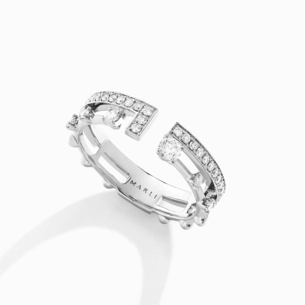 18K WHITE GOLD 2 LINE DIAMOND RING