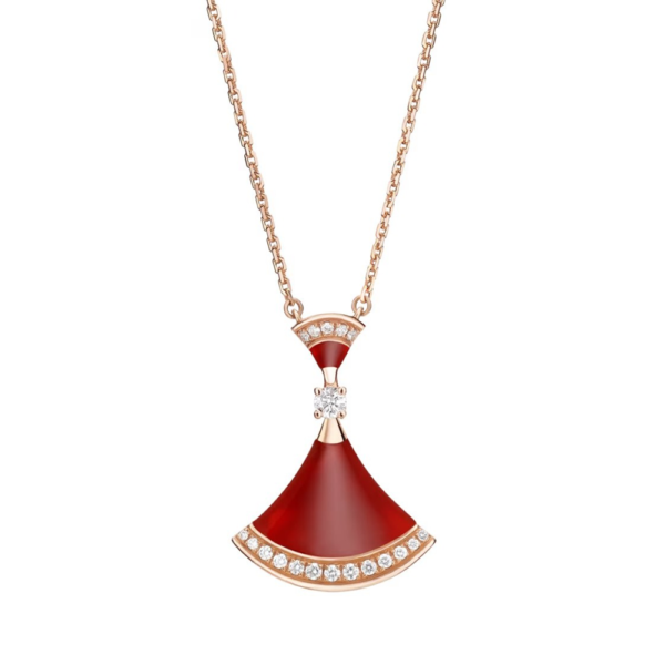 18K ROSE GOLD CARNELIAN AND DIAMOND MEDIUM NECKLACE