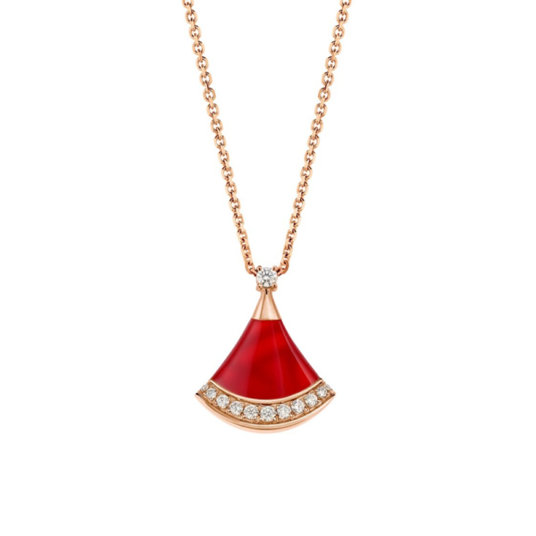 18K ROSE GOLD CARNELIAN AND DIAMOND NECKLACE
