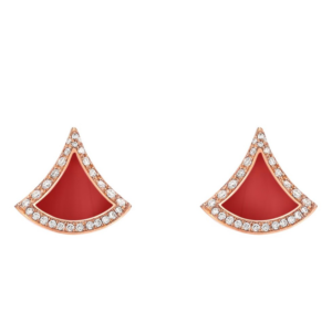 18K ROSE GOLD CARNELIAN AND DIAMOND EARRING