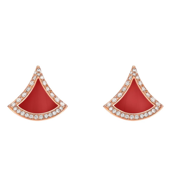 18K ROSE GOLD CARNELIAN AND DIAMOND EARRING
